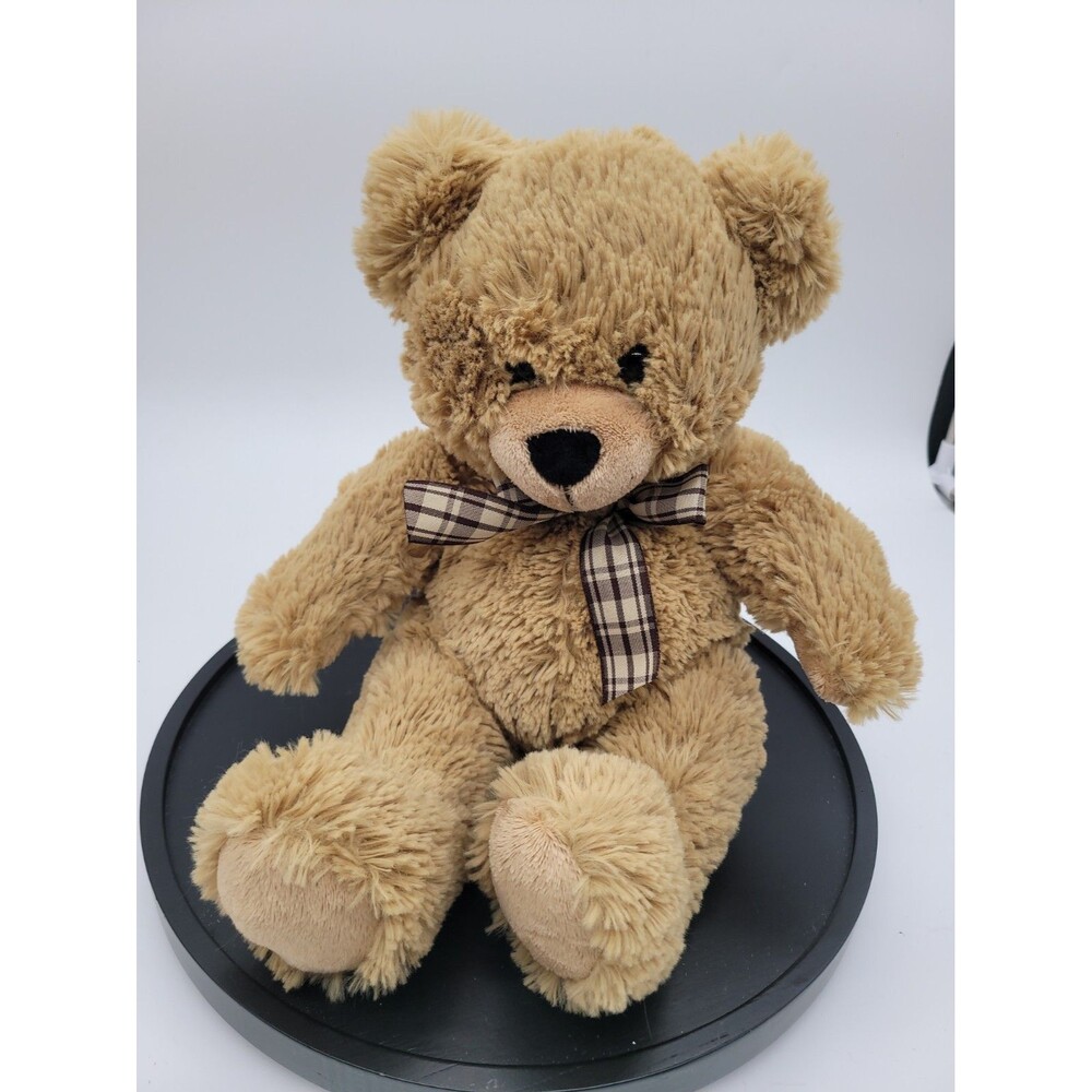 Animal Alley Teddy Bear Plush Stuffed Animal 12" Sitting Light Brown Plaid Bow